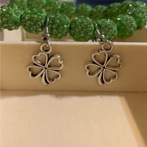 Silver Clover Heart Dangle Earrings - Women's Fashion Jewelry